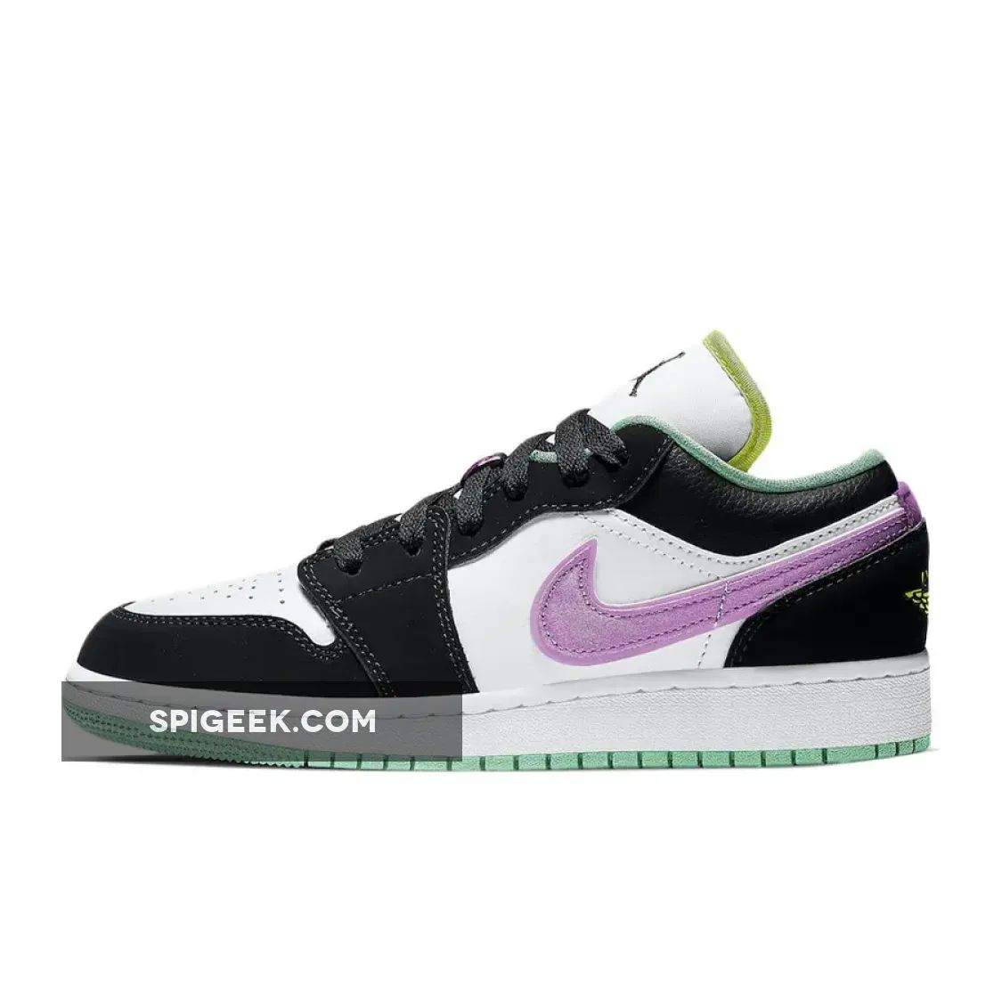 Air Jordan 1 Low GS White Black Green Glow Sneaker