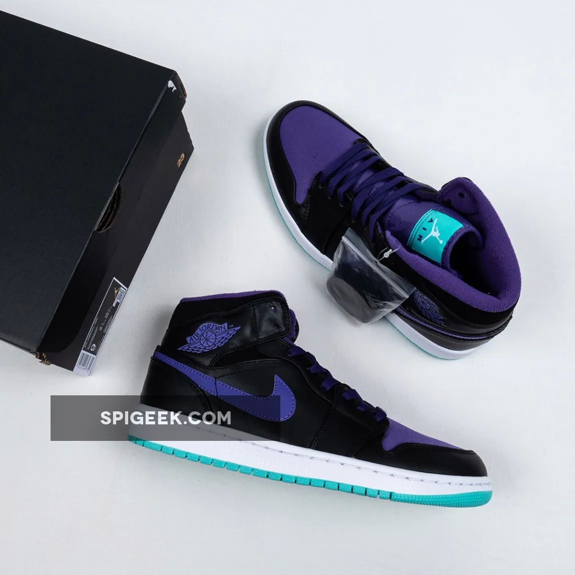 Air Jordan 1 Mid Black Grape Ice New Emerald Sneaker