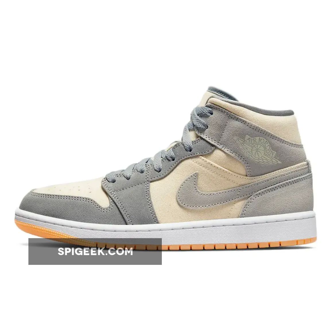 Air Jordan 1 Mid Cream Grey Classic Trainer Sneakers