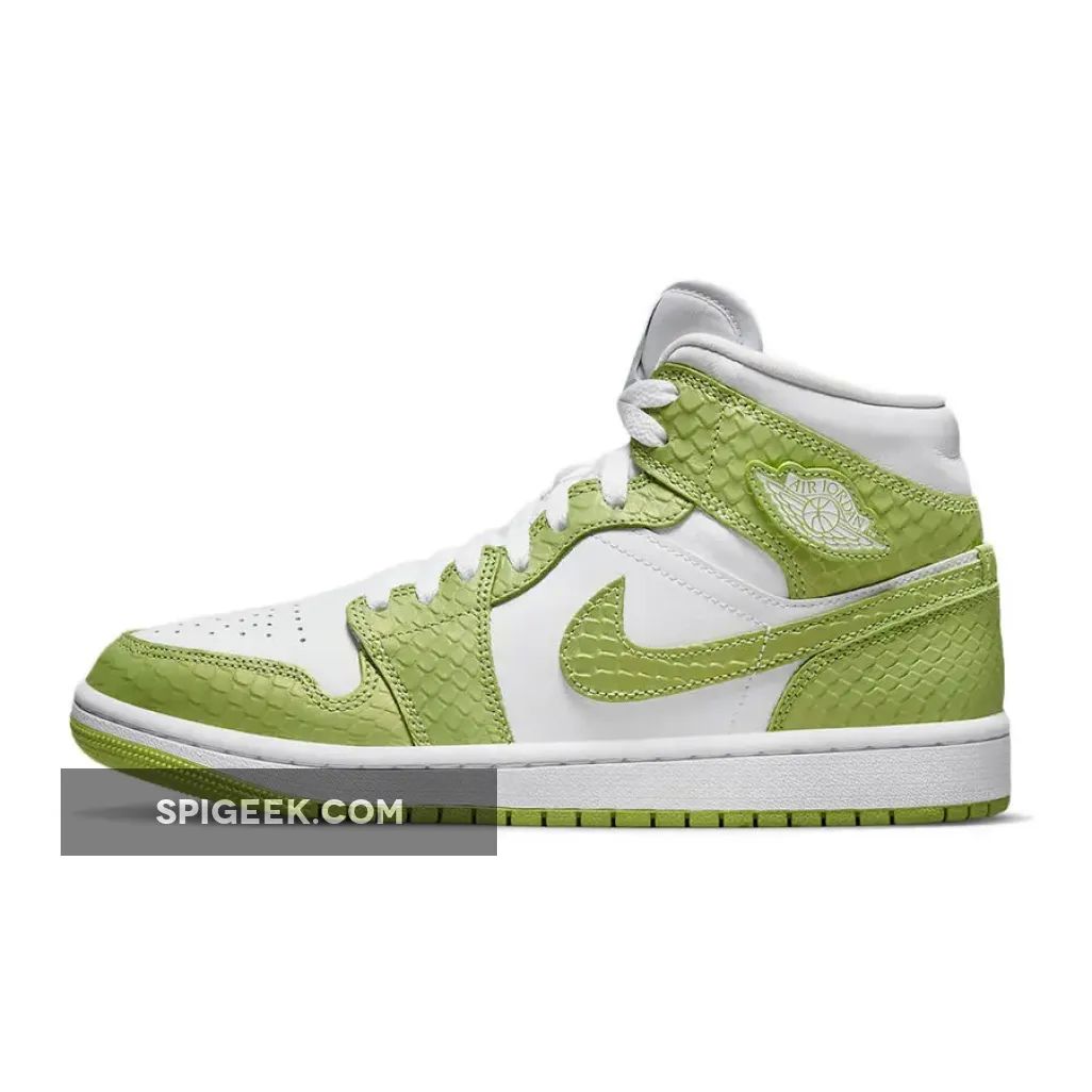 Air Jordan 1 Mid Green Python Snake Skin Sneakers