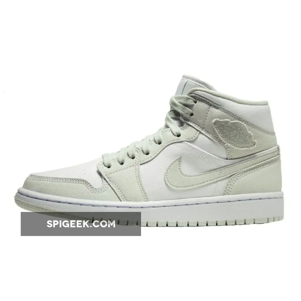 Air Jordan 1 Mid Spruce Aura White Women's Basketball Sneakers