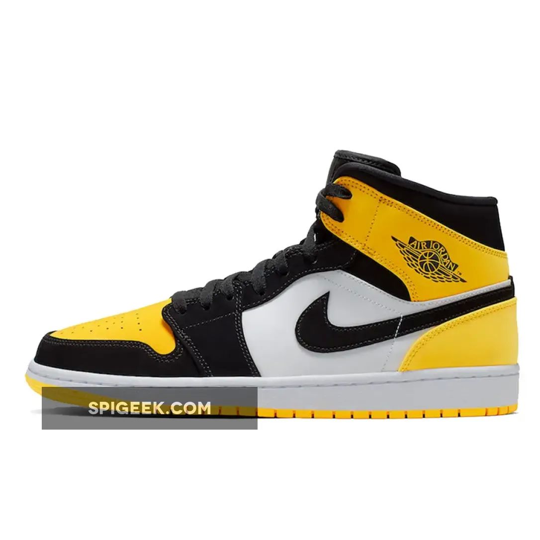 Air Jordan 1 Mid 'Yellow Toe' - Black, Tour Yellow & White