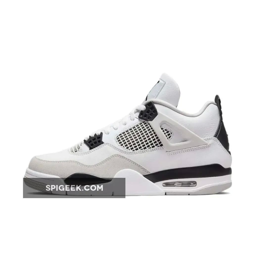 Air Jordan 4 Military Black White/Black Neutral Grey Sneakers