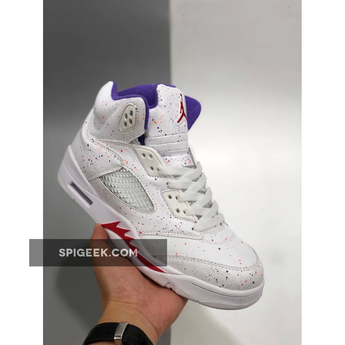 Air Jordan 5 GS 'Easter' White/Laser Crimson-Voltage Purple - Kids' Sneaker