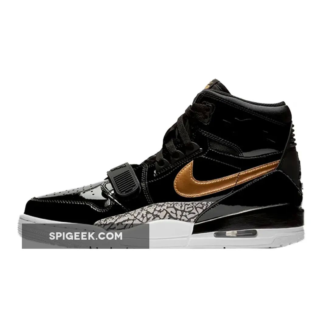 Air Jordan Legacy 312 Black Gold Patent Sneaker