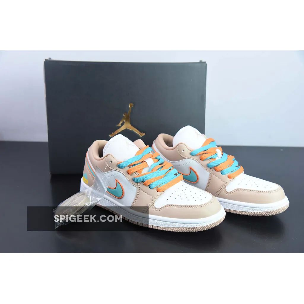 Custom Air Jordan 1 Low Sunset Haze/White/Bright Citrus Sneakers