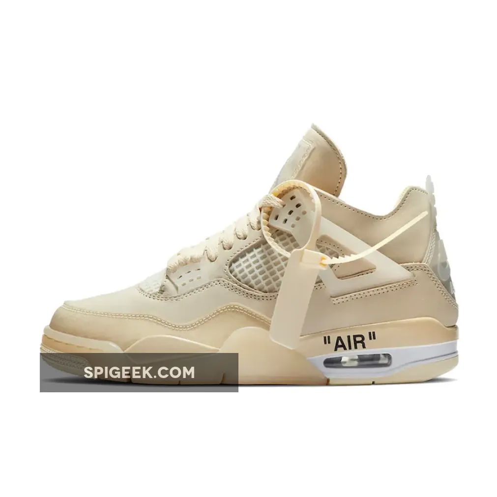 Off-White x Air Jordan 4 Sail Women's Size 9 Luxury Sneakers