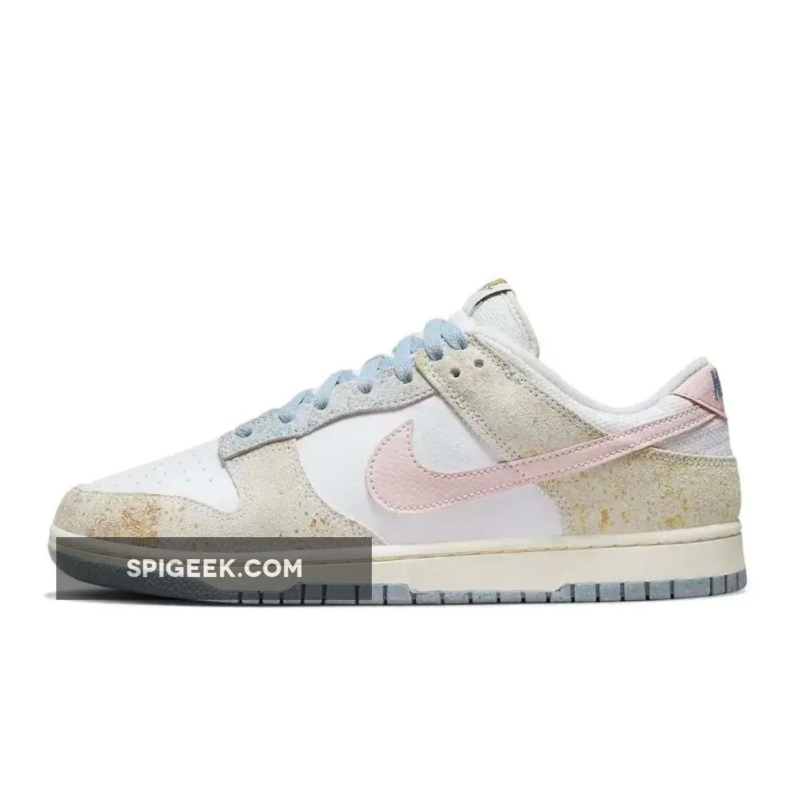 Pastel Brushed Suede Nike Dunk Low Oxidized White/Pink-Blue