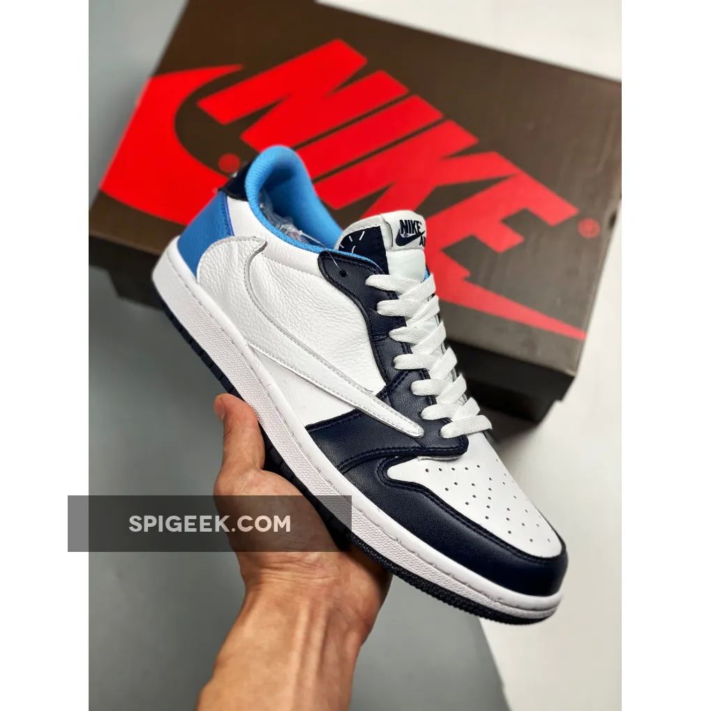 Travis Scott x Air Jordan 1 Low UNC - Navy Blue and White