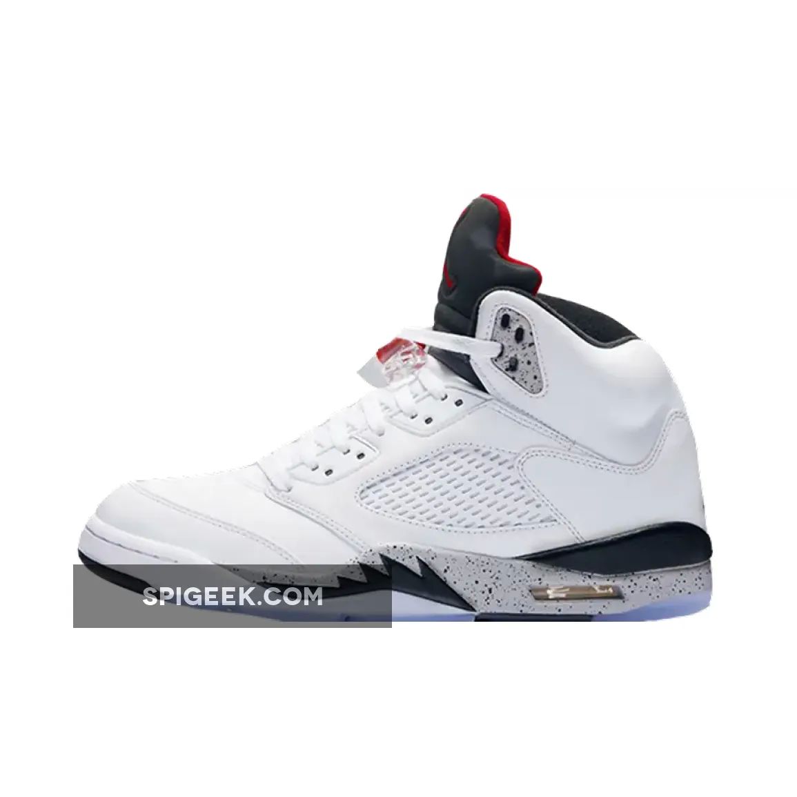 Vintage Inspired Air Jordan 5 White Cement Retro Basketball Sneakers