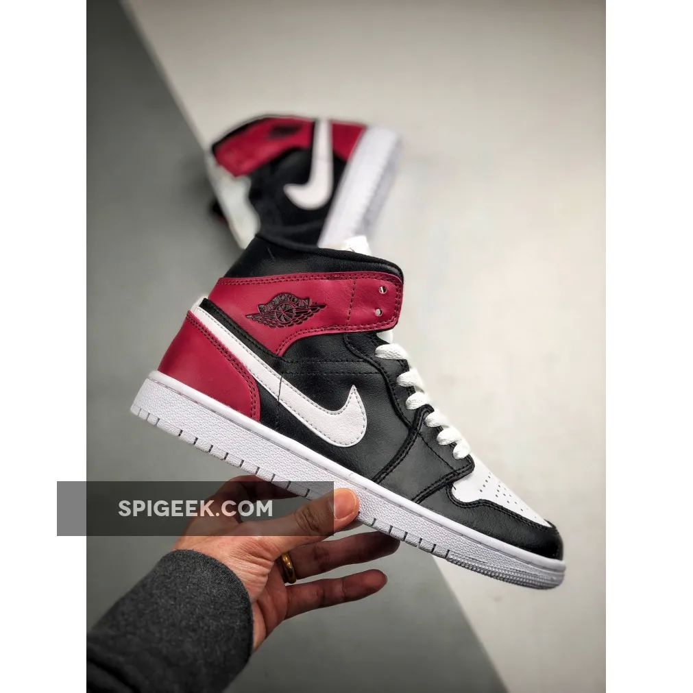 Women's Air Jordan 1 Mid Black Noble Red Sneakers